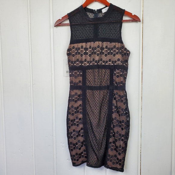 Ali & Jay Los Angeles Hola Mamacita Black Lace Nude Lining Sleeveless Mini Dress - Picture 2 of 10